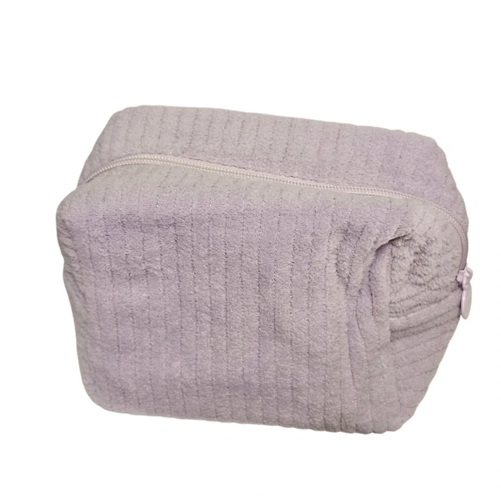 Cult Beauty Lilac Towelling Bag Fuzzy Fluffy Makeup Case Lavender Purple Case